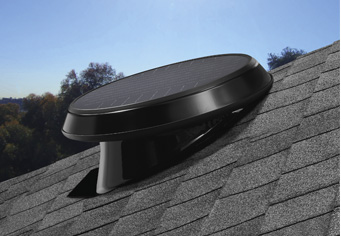 Roof mounted ventilation fan pitched